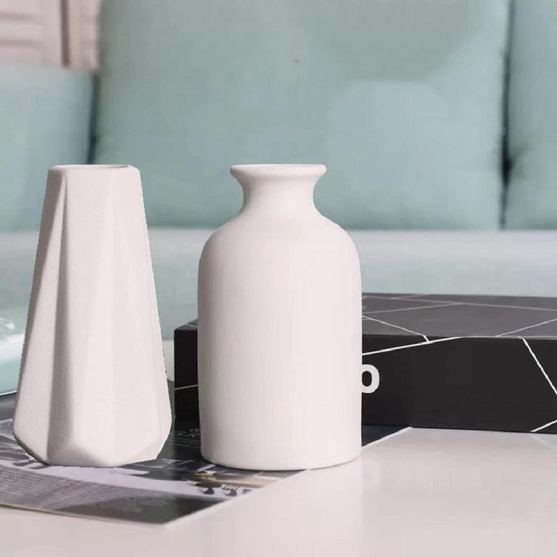 Latitude Run® 2 Piece White Ceramic Table Vase Set Wayfair